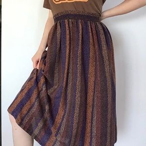 midi brown striped skirt